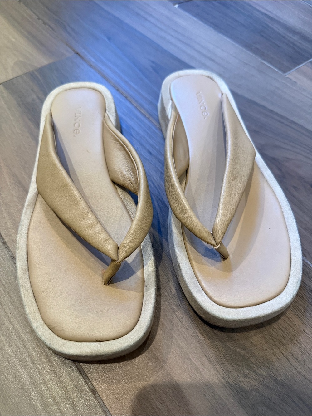 Vince Tan Leather Platform Sandals